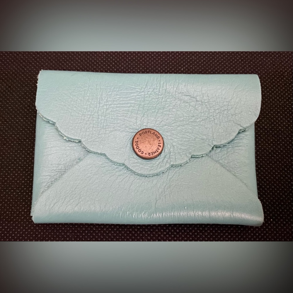 Portland Leather Goods Mini Daisy Wallet- light Blue.